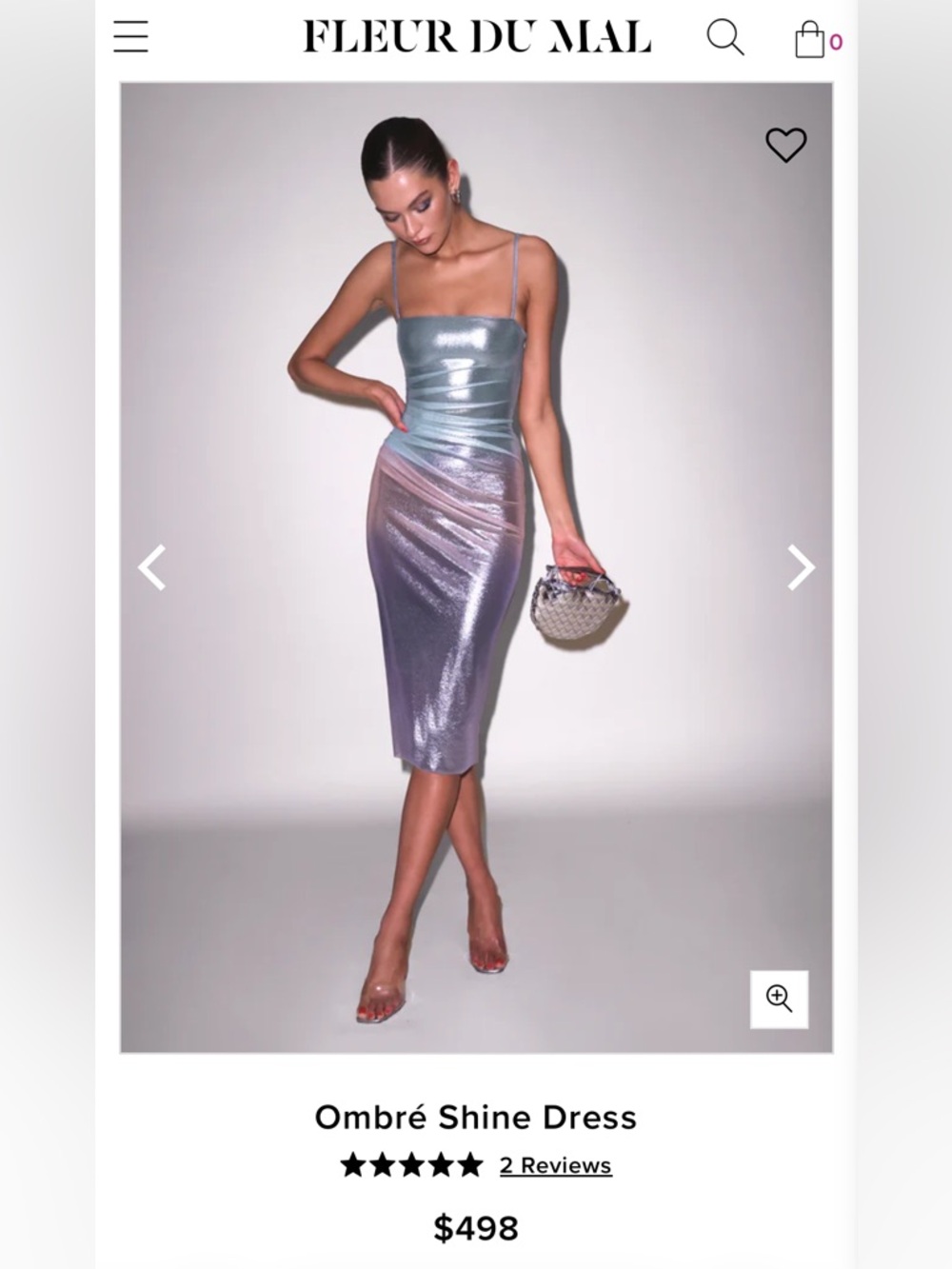 Fleur du Mal Iridescent Ombre Shine Midi Dress - Silver/Lilac